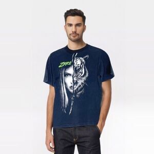 Vintage Y2K M Medium Zero Skateboards T-Shirt‎ Tiger Face Black Faded Tee
